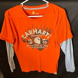 Carhartt Kids Bright Orange and Gray Long Sleeve Tee